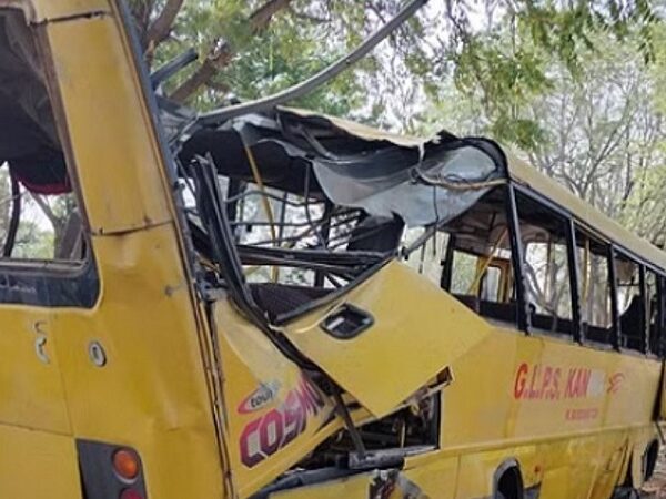 school bus overturned