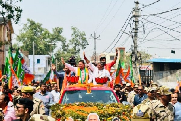 CM Dhami's road show in Badaun