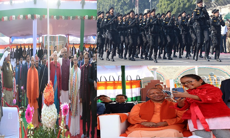 Governor Anandiben Patel hoisted the tricolor