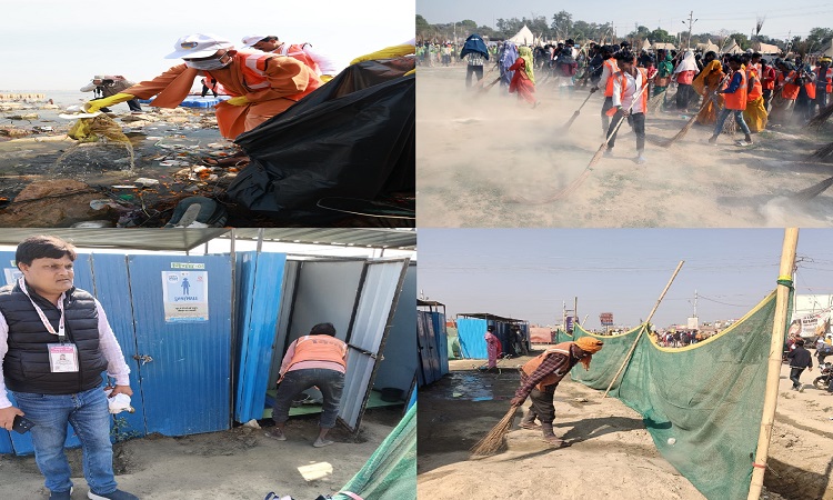 Cleanliness drive started in Maha Kumbh Mela area