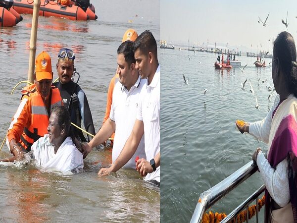 President Draupadi Murmu took a holy dip in Sangam