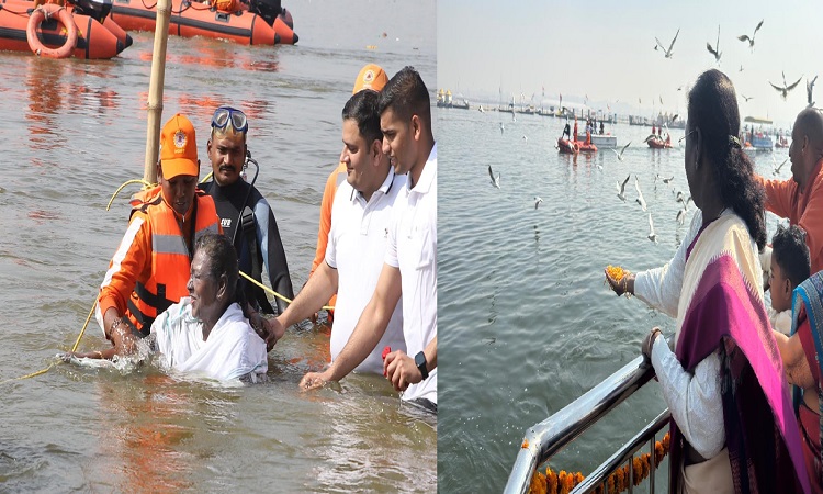 President Draupadi Murmu took a holy dip in Sangam