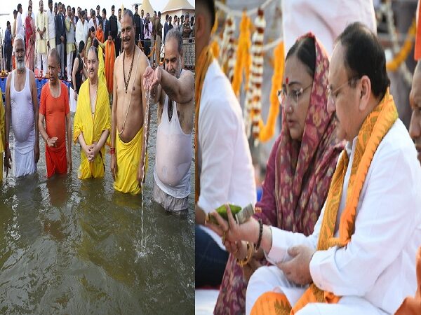 JP Nadda took a holy dip in Sangam