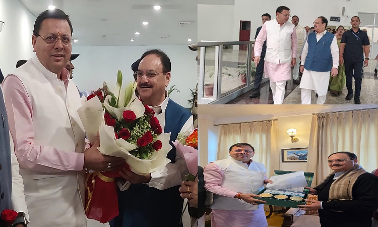 CM Dhami welcomed JP Nadda