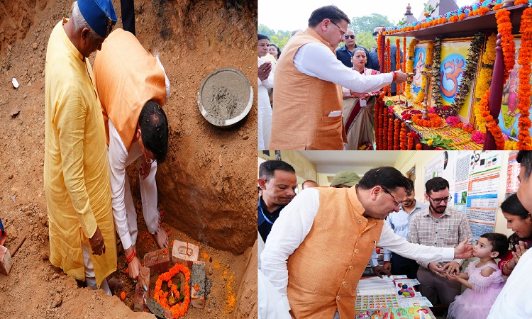 CM Dhami laid the foundation stone of the hostel in Saraswati Vidya Mandir