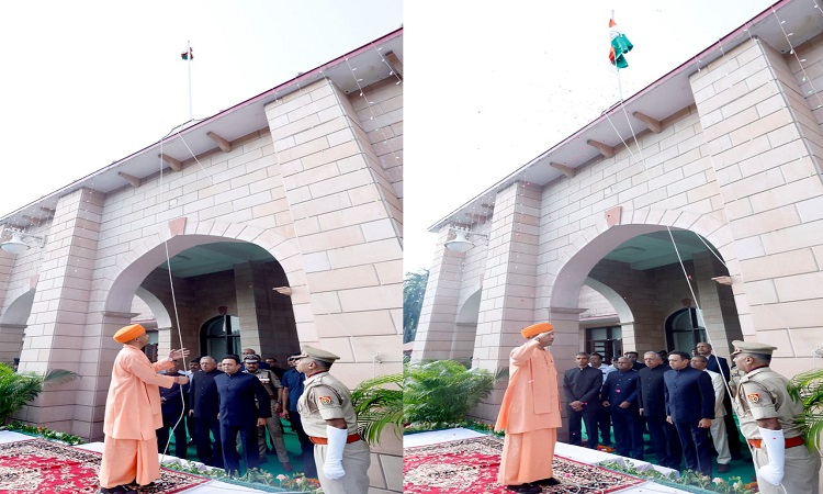 CM Yogi hoisted the tricolor at his residence
