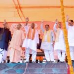 CM Yogi held a public rally in support of NDA candidate Pramod Kumar.