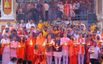 CM Dhami and Nitin Nabin performed Ganga Aarti