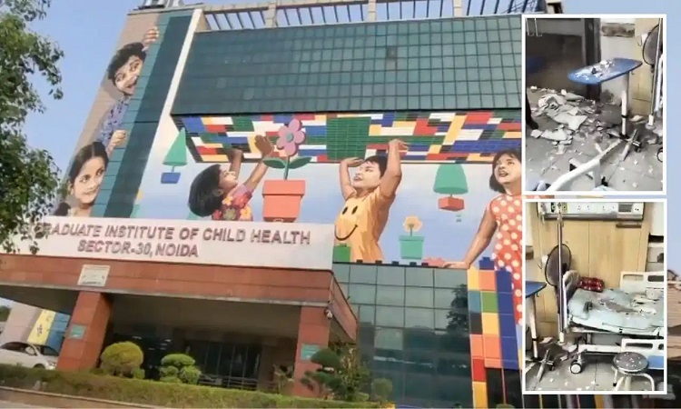 चाइल्ड PGI अस्पताल में फॉल सीलिंग गिरी, बाल-बाल बचा मासूम
